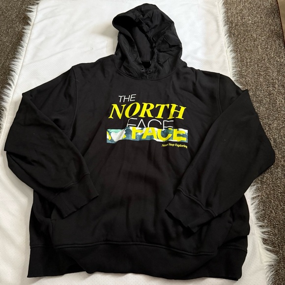 The North Face Other - The North Face Black Hoodie with Yellow Logo Men’s XL Pocket Sweatshirt